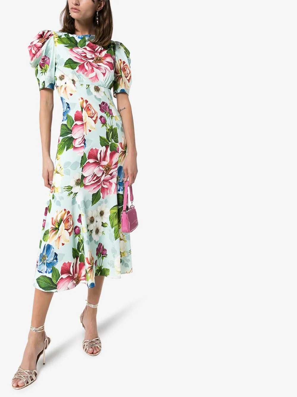 DOLCE & GABBANA CADY FLORAL MIDI DRESS,F6H2MTFSRMJ15073058