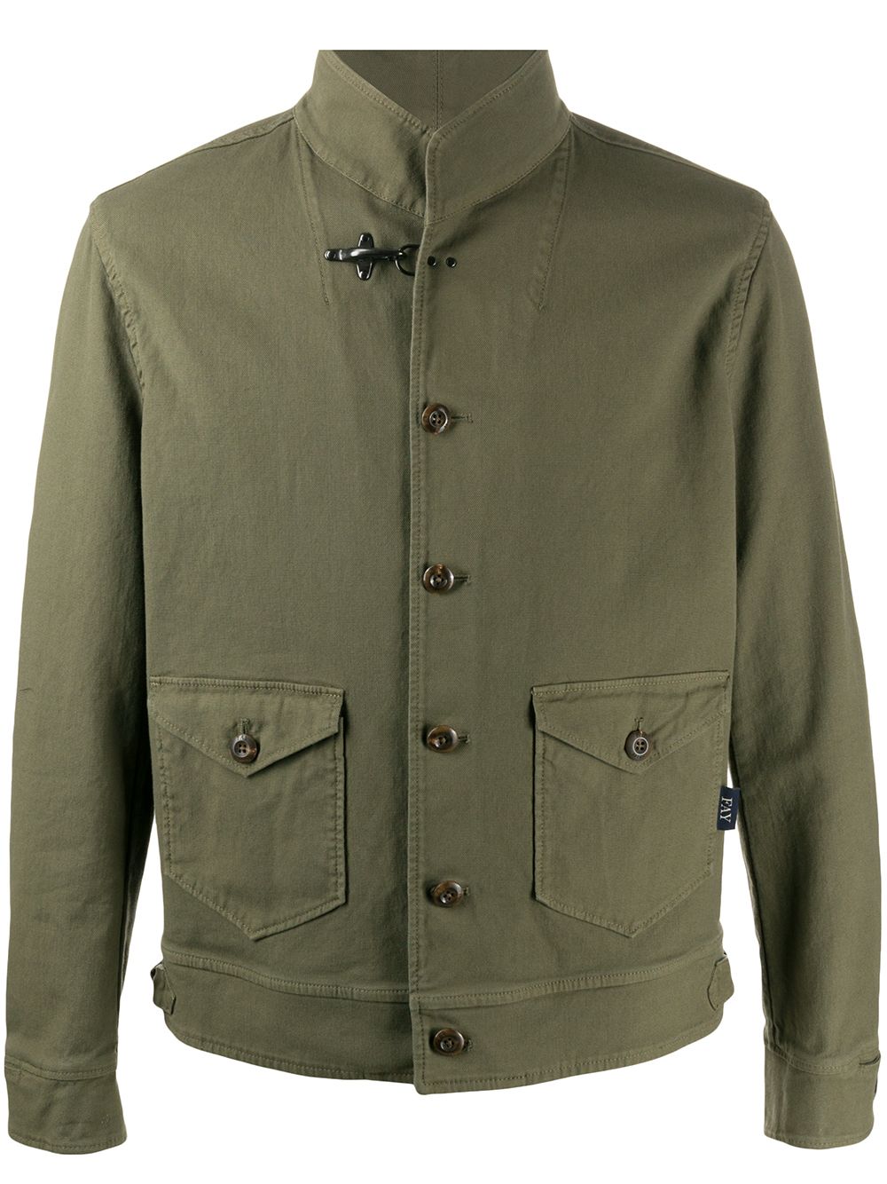 Fay Button Military Jacket In Green