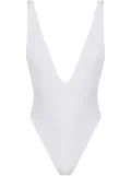 Maison Close thong v-neck bodysuit - White