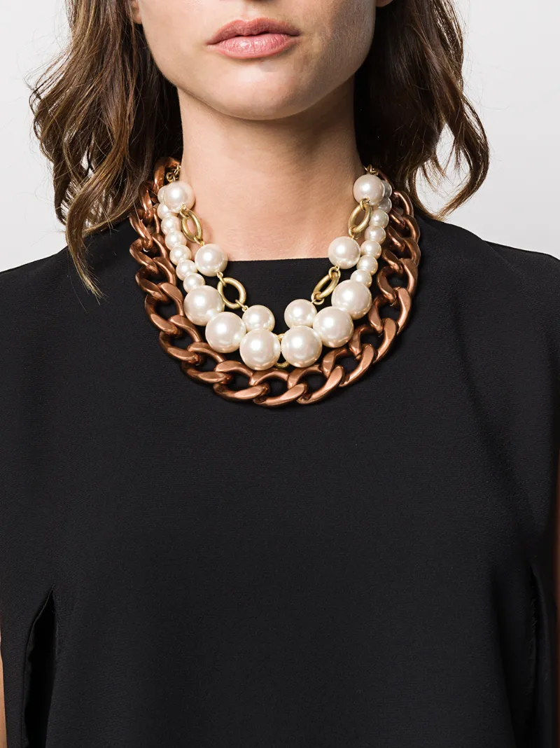 JUNYA WATANABE PEARL CHAIN LAYERED NECKLACE