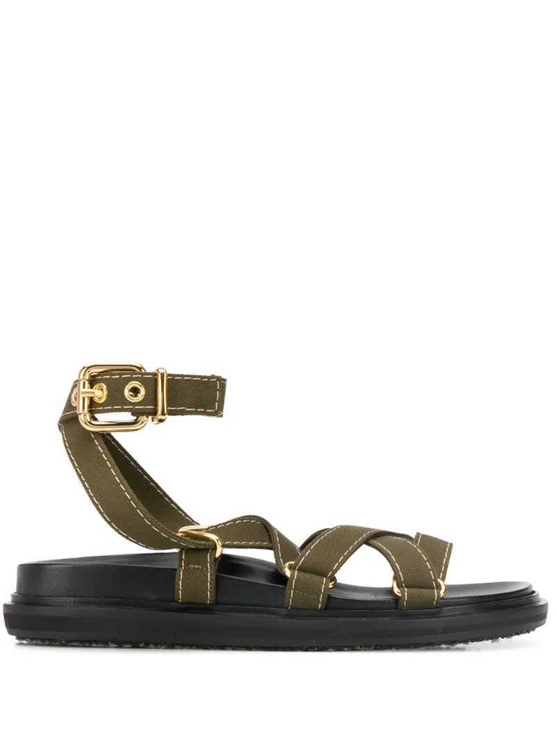 green cross sandals