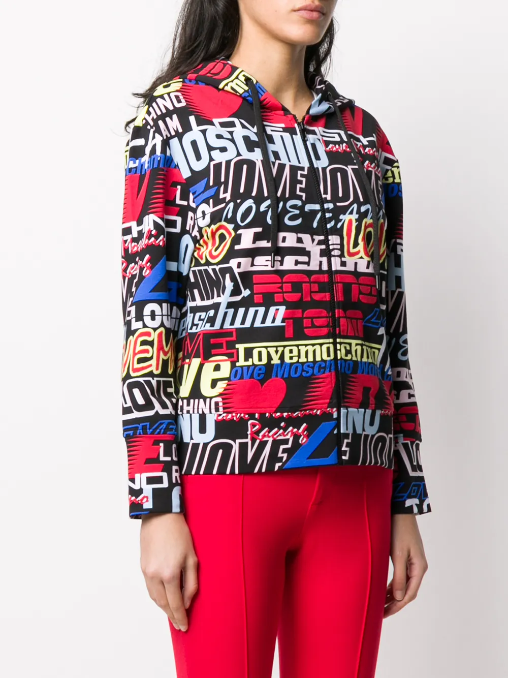 фото Love moschino logo print hoodie