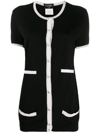 Chanel Pre-Owned contrast trim knitted top