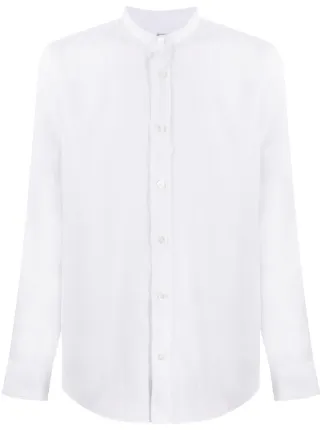 slim fit white collarless shirt