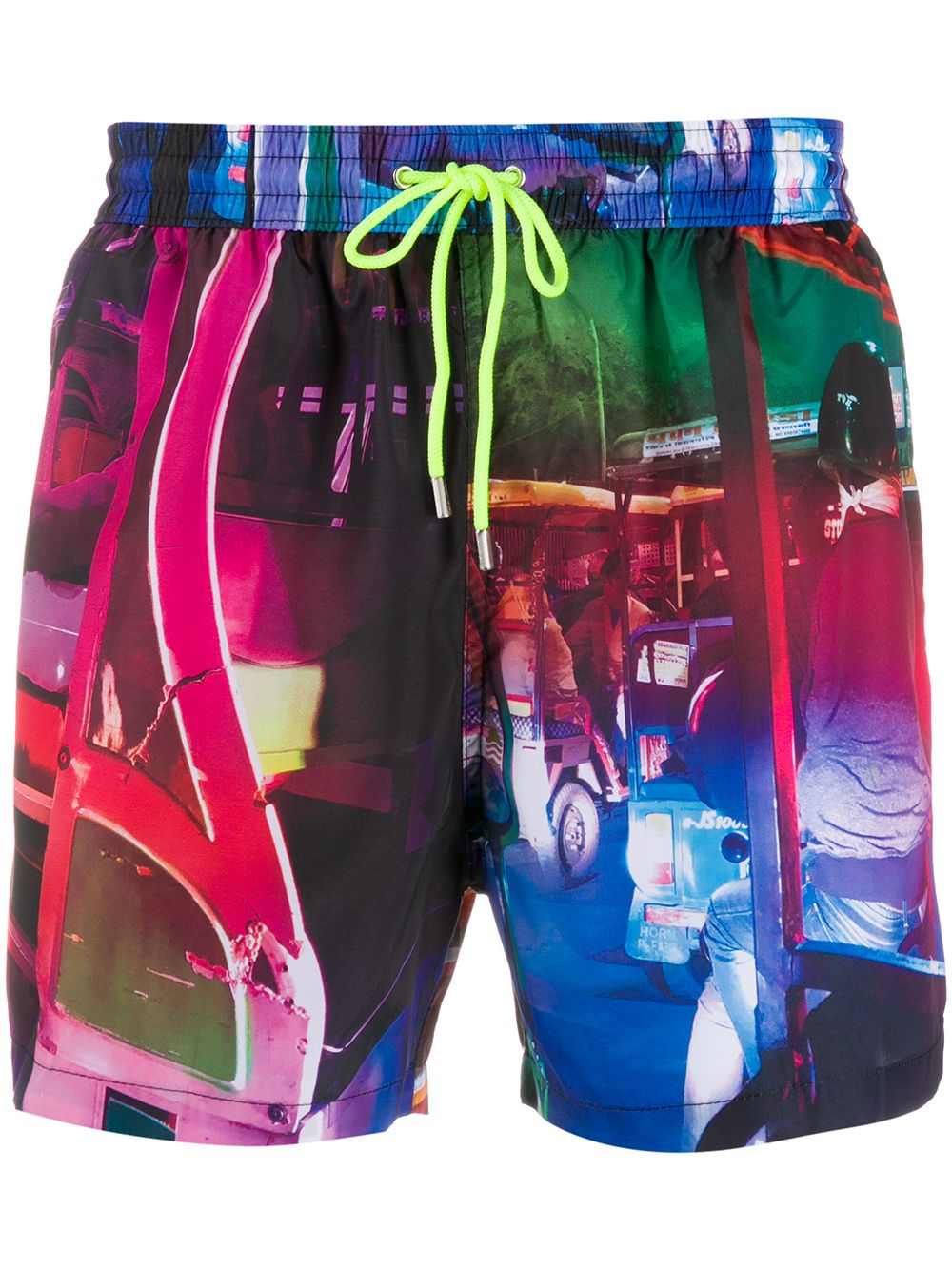 Shop Paul Smith Drawstring Abstract Print Swim Shorts In Pink