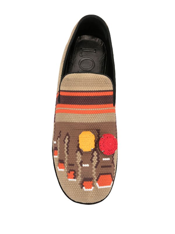 LOEWE embellished canvas loafers 