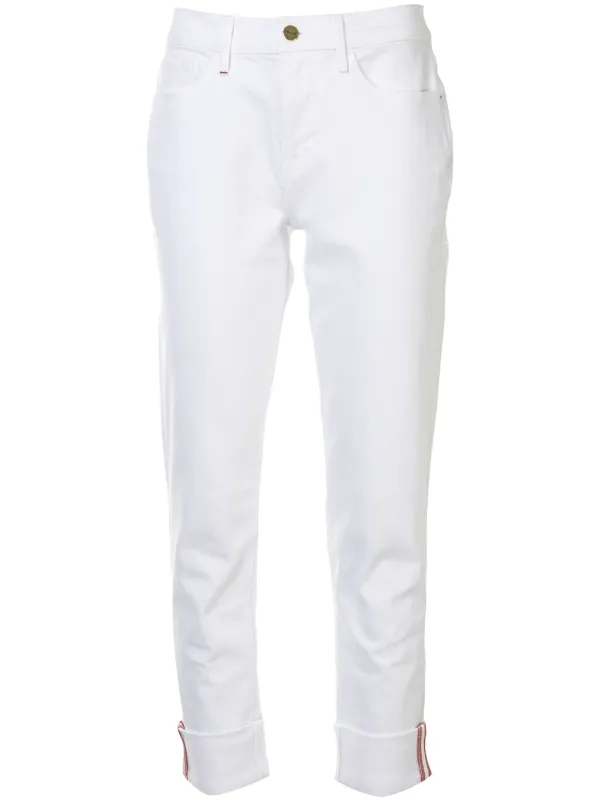 frame white cropped jeans