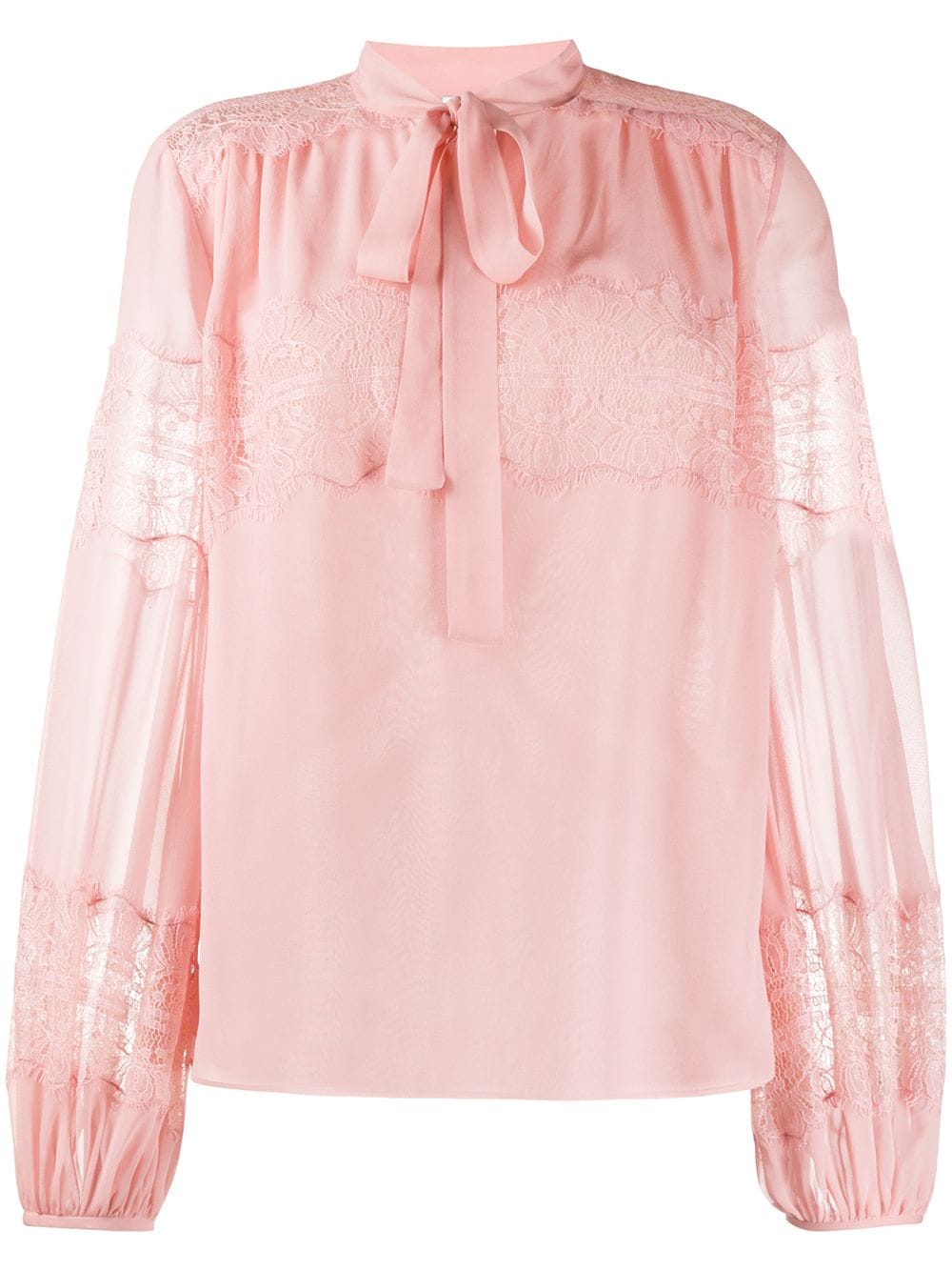 Shop Giambattista Valli Lace Pussy Bow Blouse In Pink