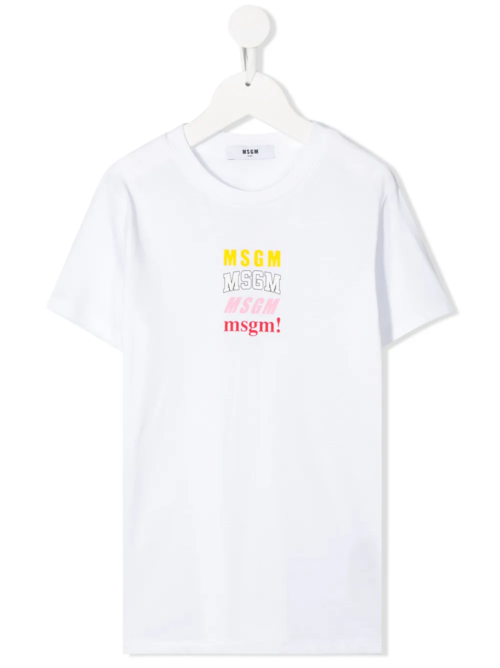 Msgm Kids' Logo Print T-shirt In White