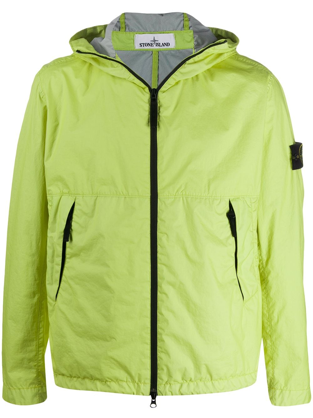 Stone Island Hooded Zipped Rain Jacket In Yellow Modesens