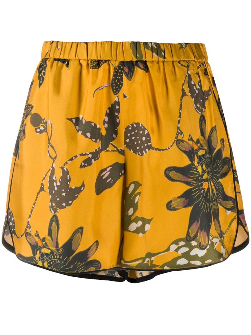 Dorothee Schumacher Elasticated Floral Print Silk Shorts In Yellow