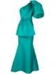 Image 1 of Isabel Sanchis satin one-shoulder fishtail gown