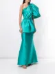 Isabel Sanchis satin one-shoulder fishtail gown