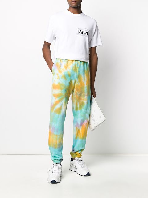 blue tie dye track pants