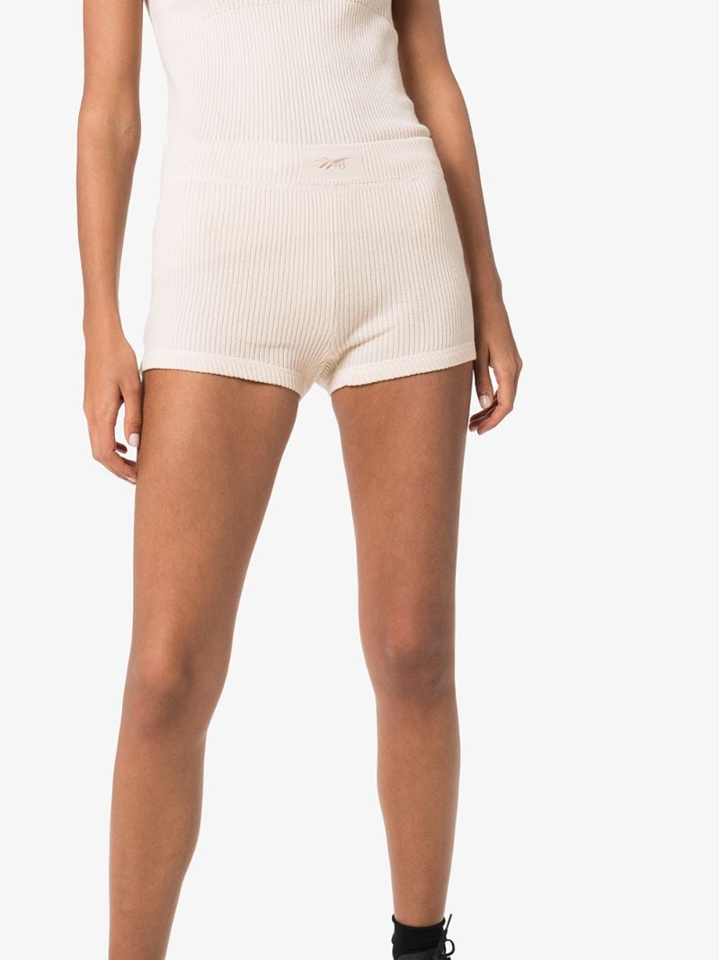 Shop Reebok Ribbed Knit Shorts In Neutrals