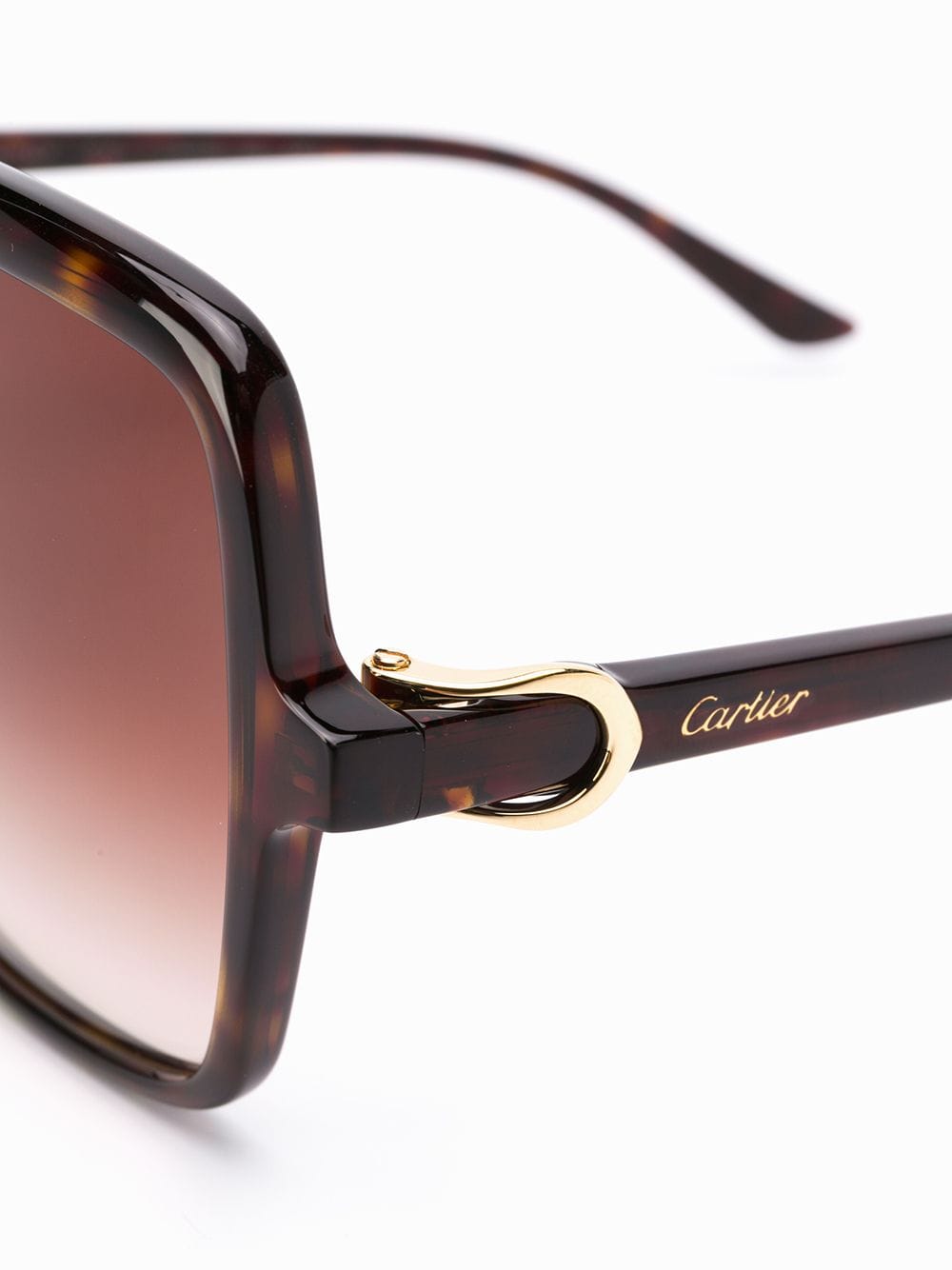 Shop Cartier C Décor Square-frame Sunglasses In Brown