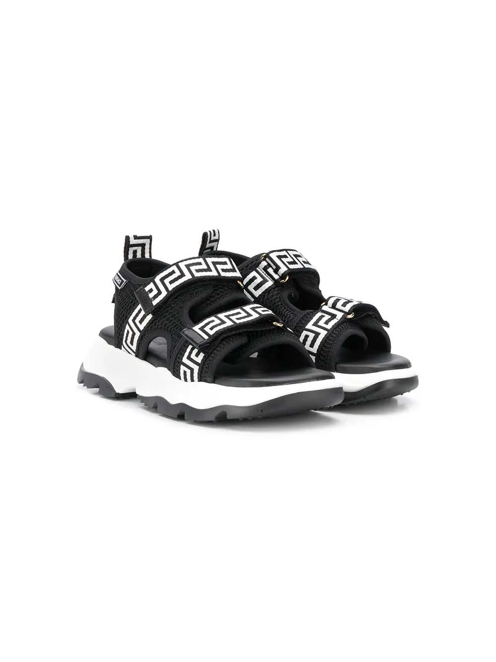 Versace Kids Grecca strap sandals | Black | Image 1