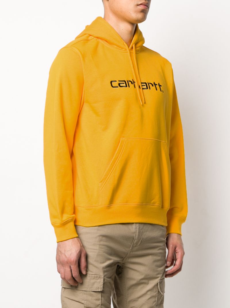 Shop Carhartt Logo-embroidered Hoodie In Yellow