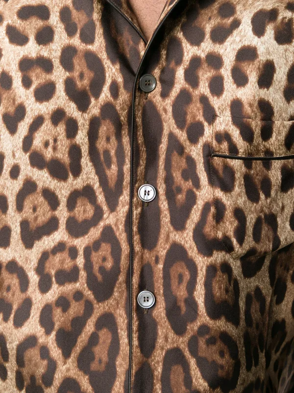 【関税＆送料込み】Dolce & Gabbana Brown Pyjama Trousers Leopard-print satin pajama pants in Multicolor for Women