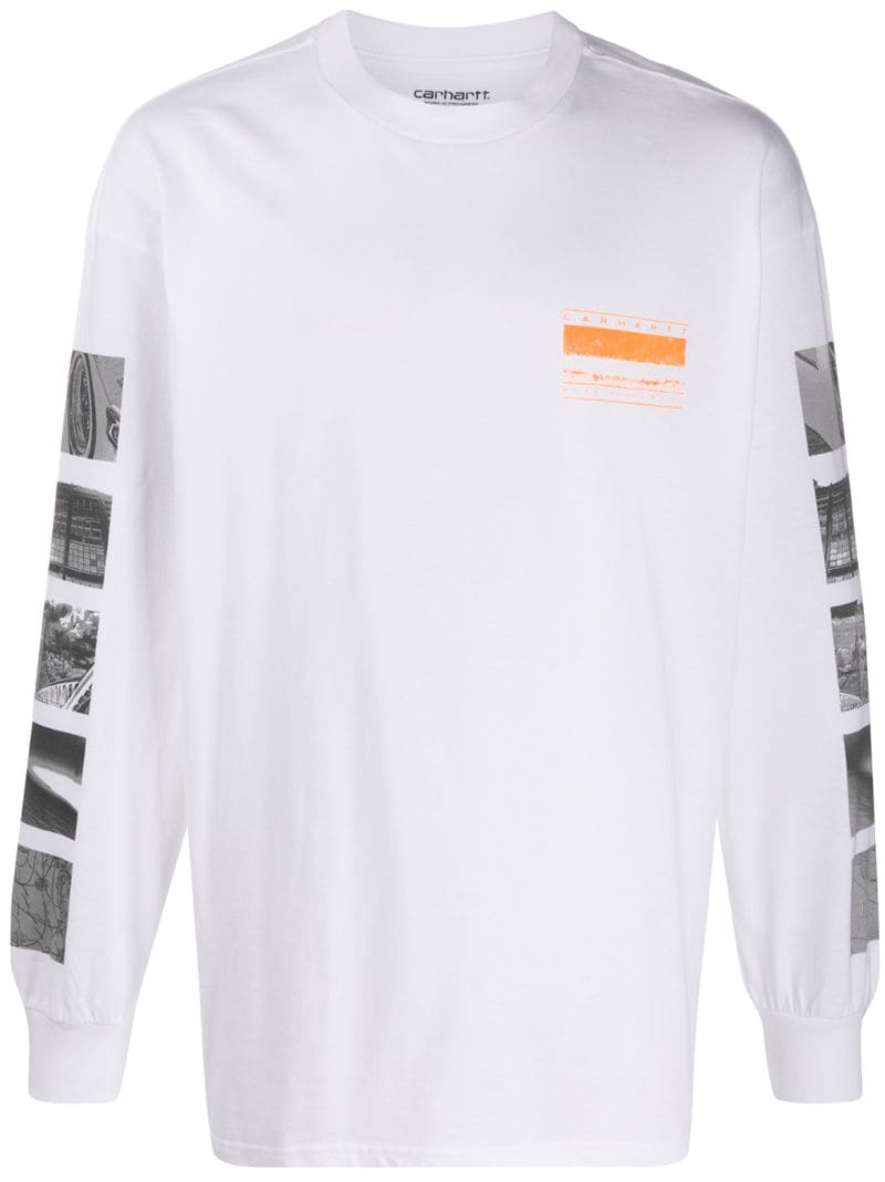 Carhartt Stack Print Long-sleeve T-shirt In White