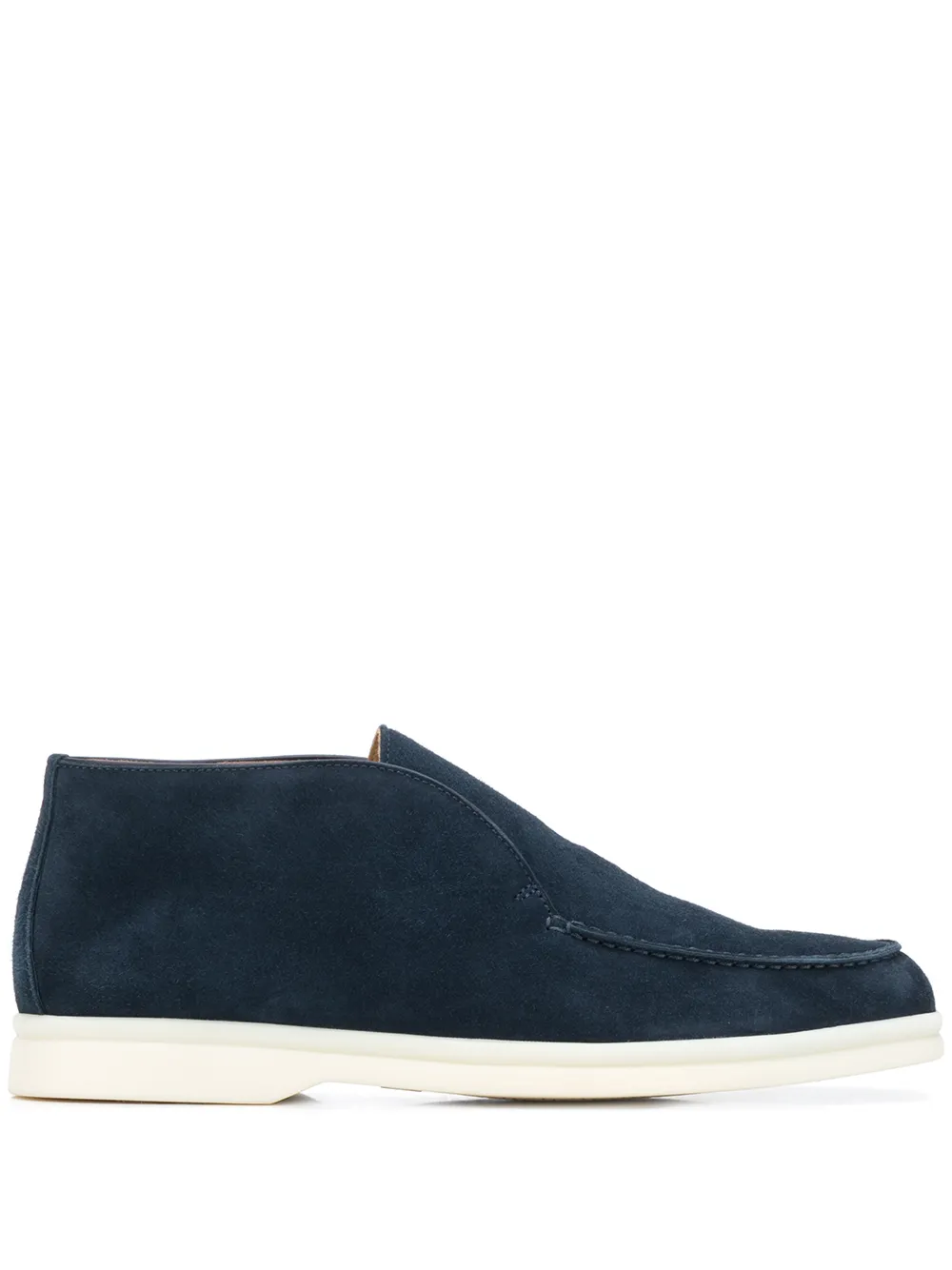 Loro Piana Open Walk Suede Ankle Boots In Navy | ModeSens