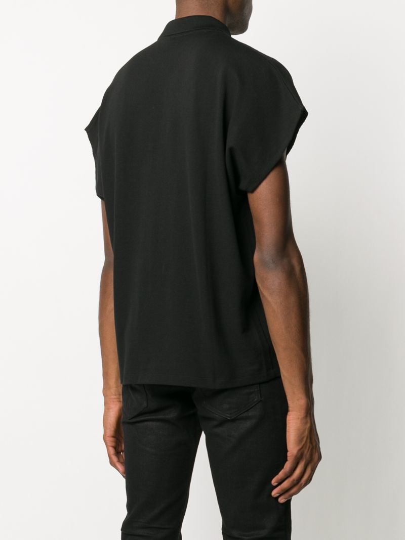 Shop Saint Laurent Flared Short Sleeve Polo Shirt In Black