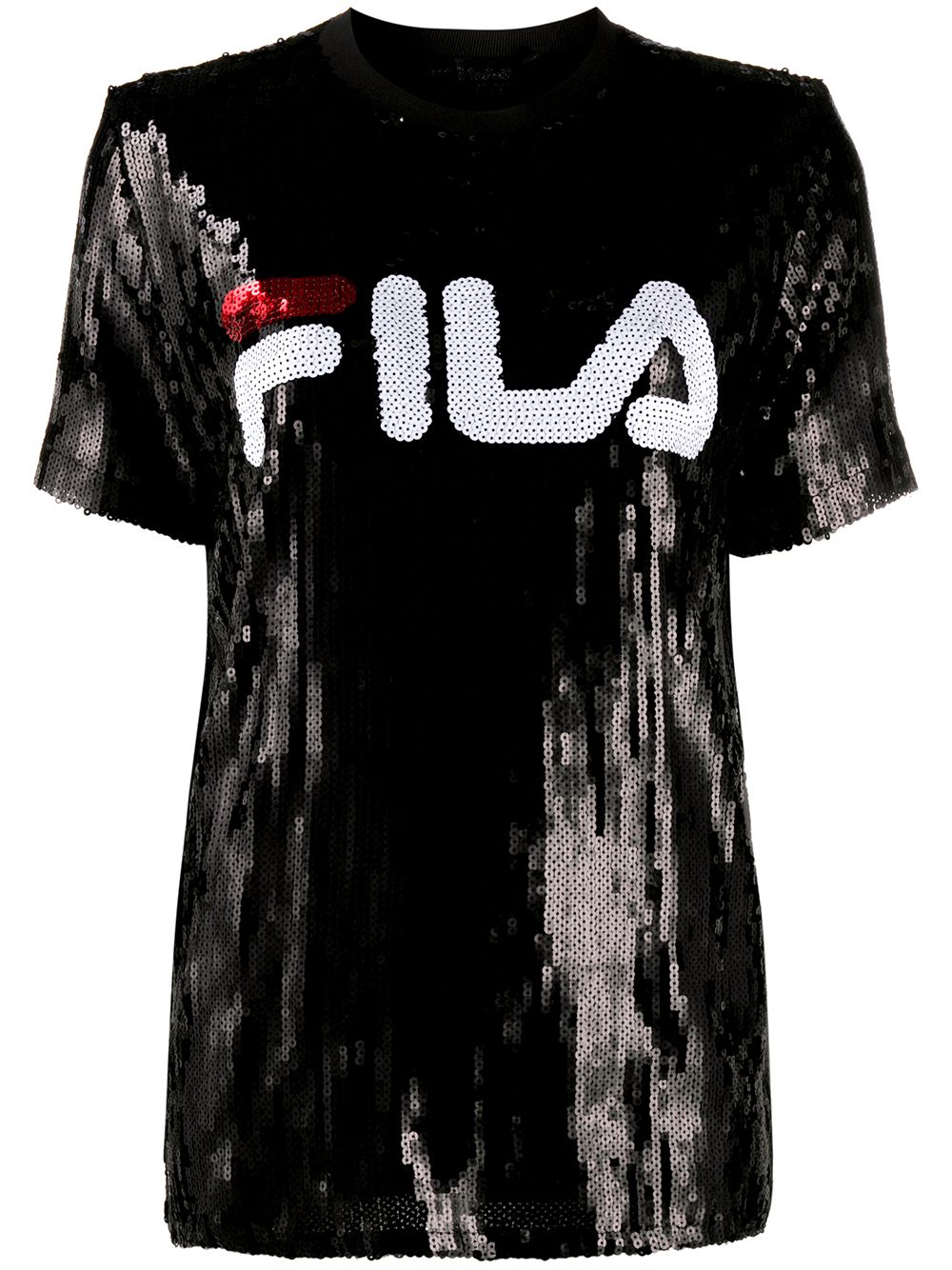 Shop Fila Sequinned Logo T-shirt In Black