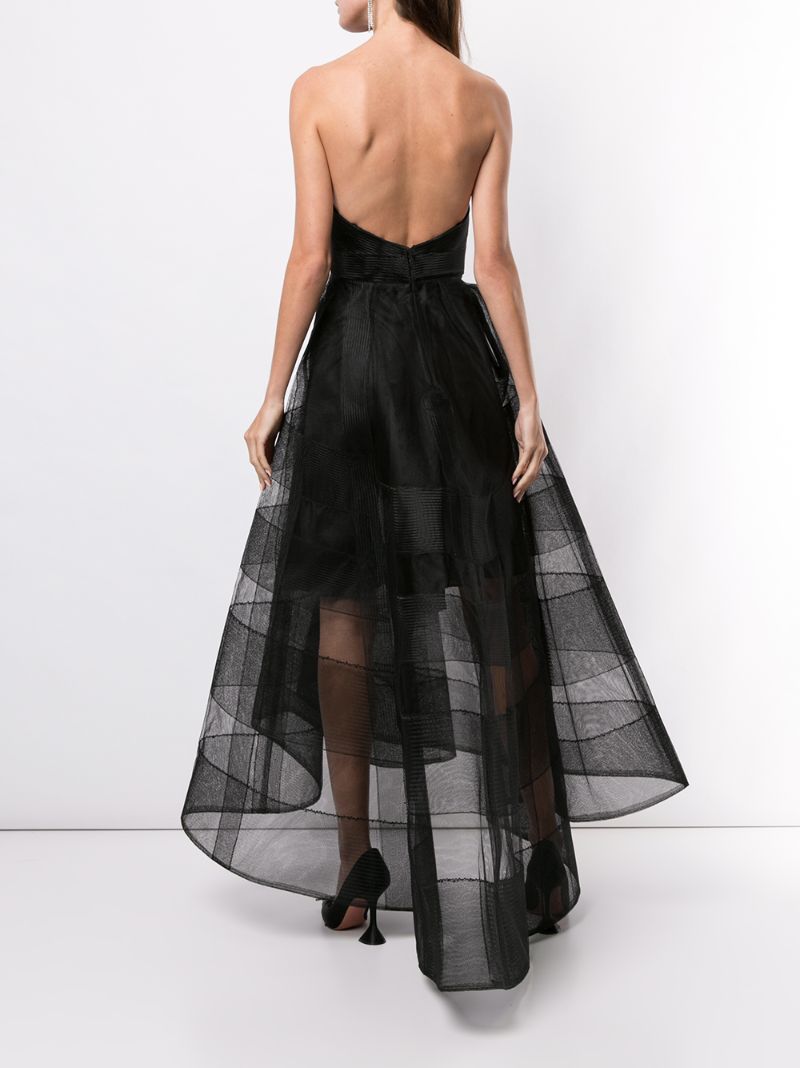 Shop Christian Siriano Belted Checked Mesh Dress In Black