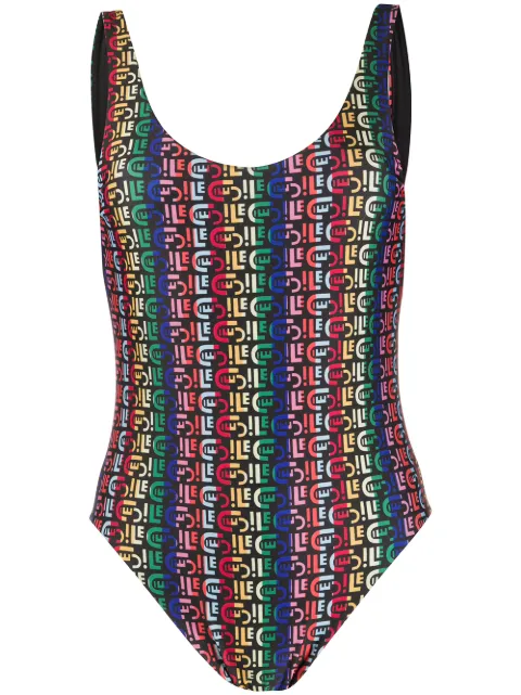 Être Cécile rainbow logo print swimsuit