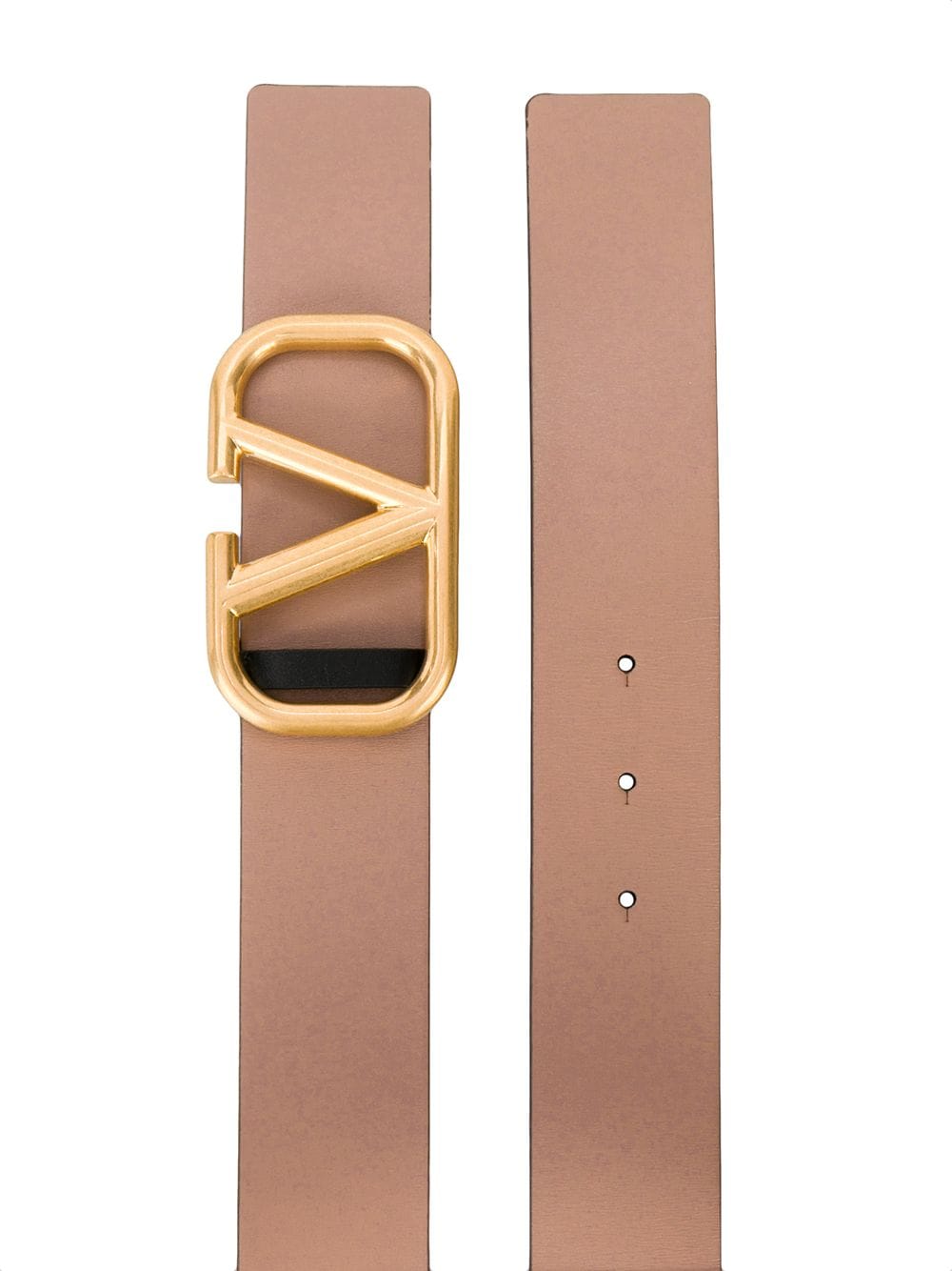 Valentino Garavani Women's Reversible Vlogo Signature Belt in Glossy Calfskin 40 mm - Brown - Belts