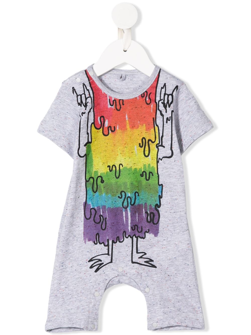 Stella Mccartney Babies' Rainbow Monster Print Romper In Grey