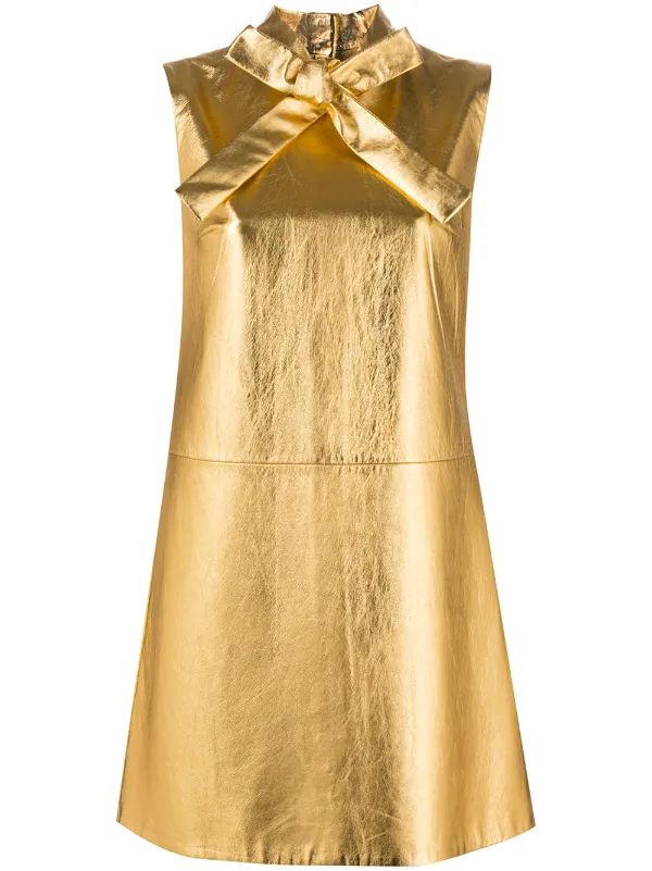 gold shift dress