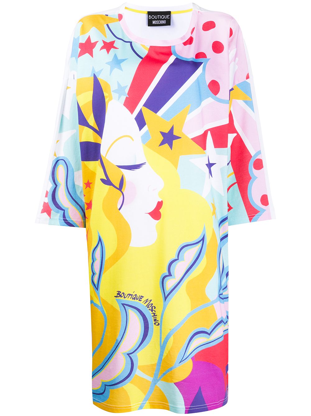 Boutique Moschino Abstract Print T-shirt Dress In White