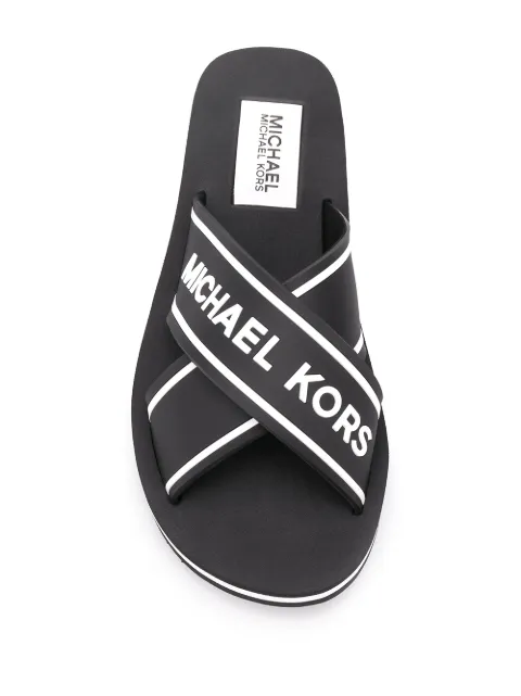 michael kors slides black and white