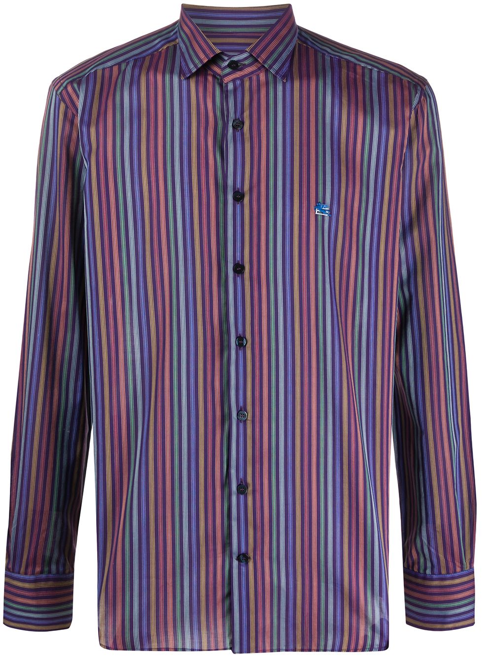 Etro Long Sleeve Striped Print Shirt In Blue