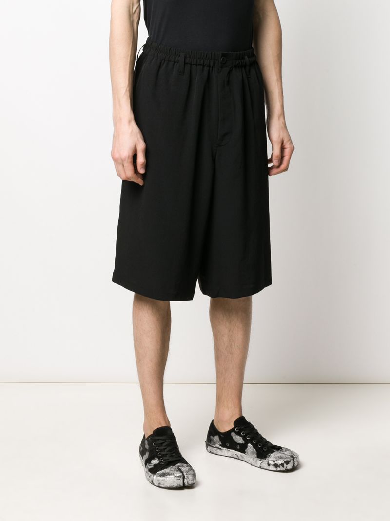 Shop Yohji Yamamoto Wide Leg Deck Shorts In Black