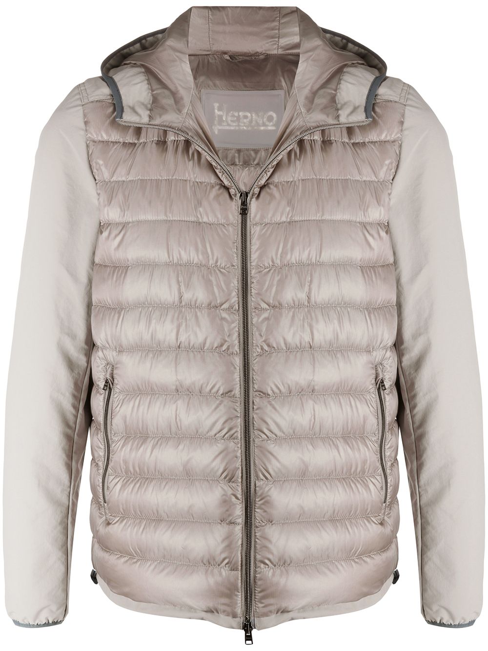 Herno Quilted-body Hooded Jacket In Neutrals