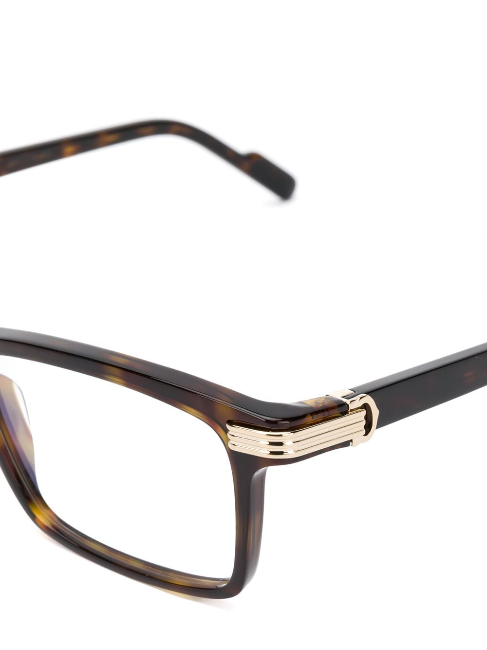 Shop Cartier Rectangular Frame Glasses In Brown