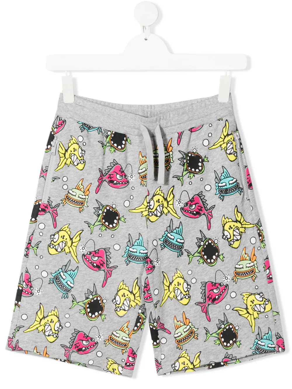 Stella Mccartney Teen Fish Print Shorts In Grey