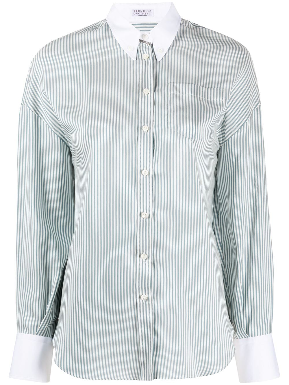 Brunello Cucinelli Striped Button Down Shirt In White