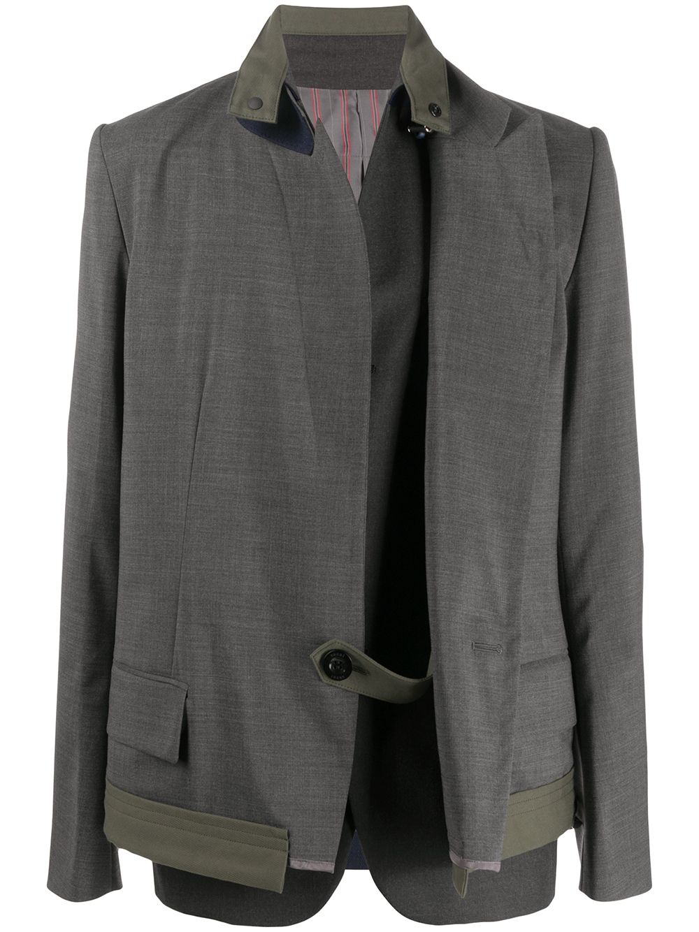 Sacai Deconstructed Suit Jacket In Grey
