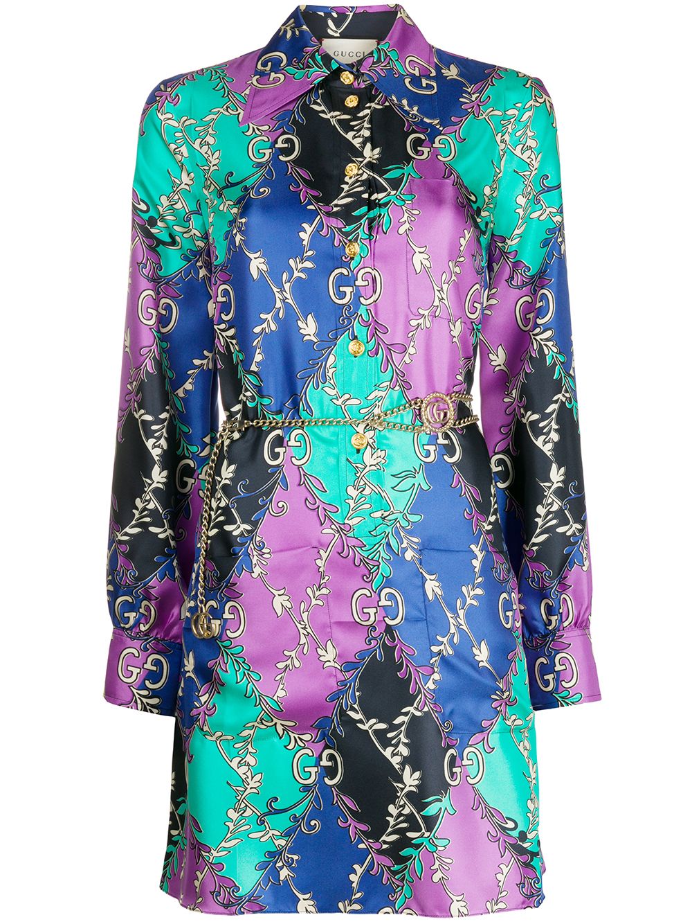 фото Gucci платье-рубашка ramage с узором gg rhombus