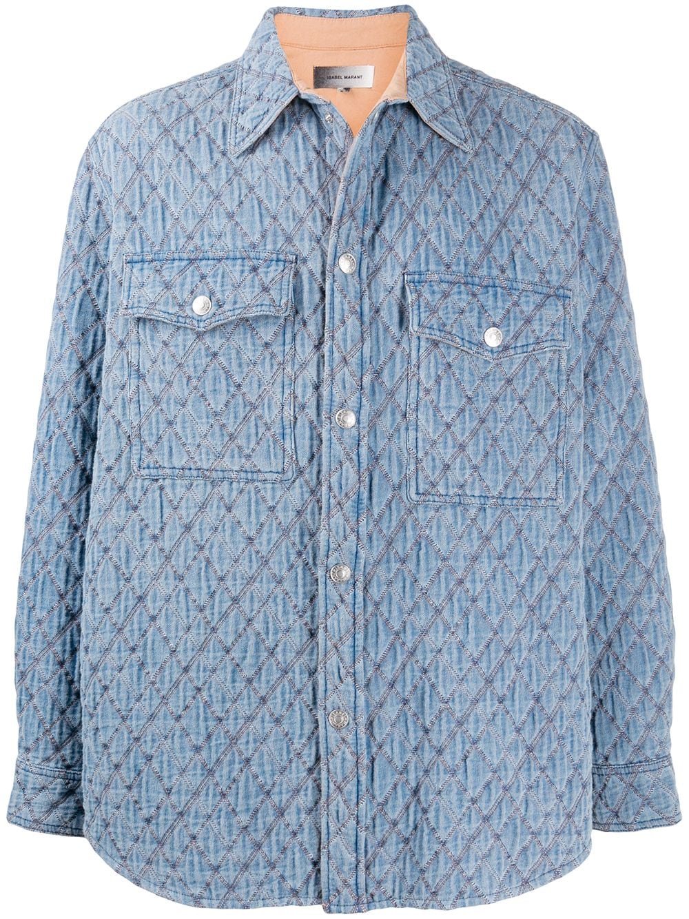 Shop Isabel Marant Hontario Quilted-effect Shirt Jacket In Blue