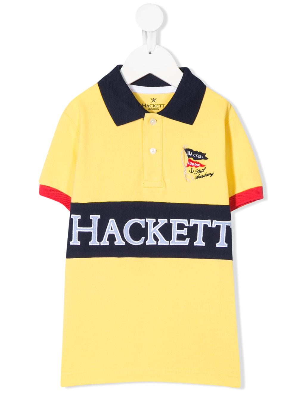 Hackett Kids' Short Sleeve Embroidered Logo Polo Shirt In Yellow