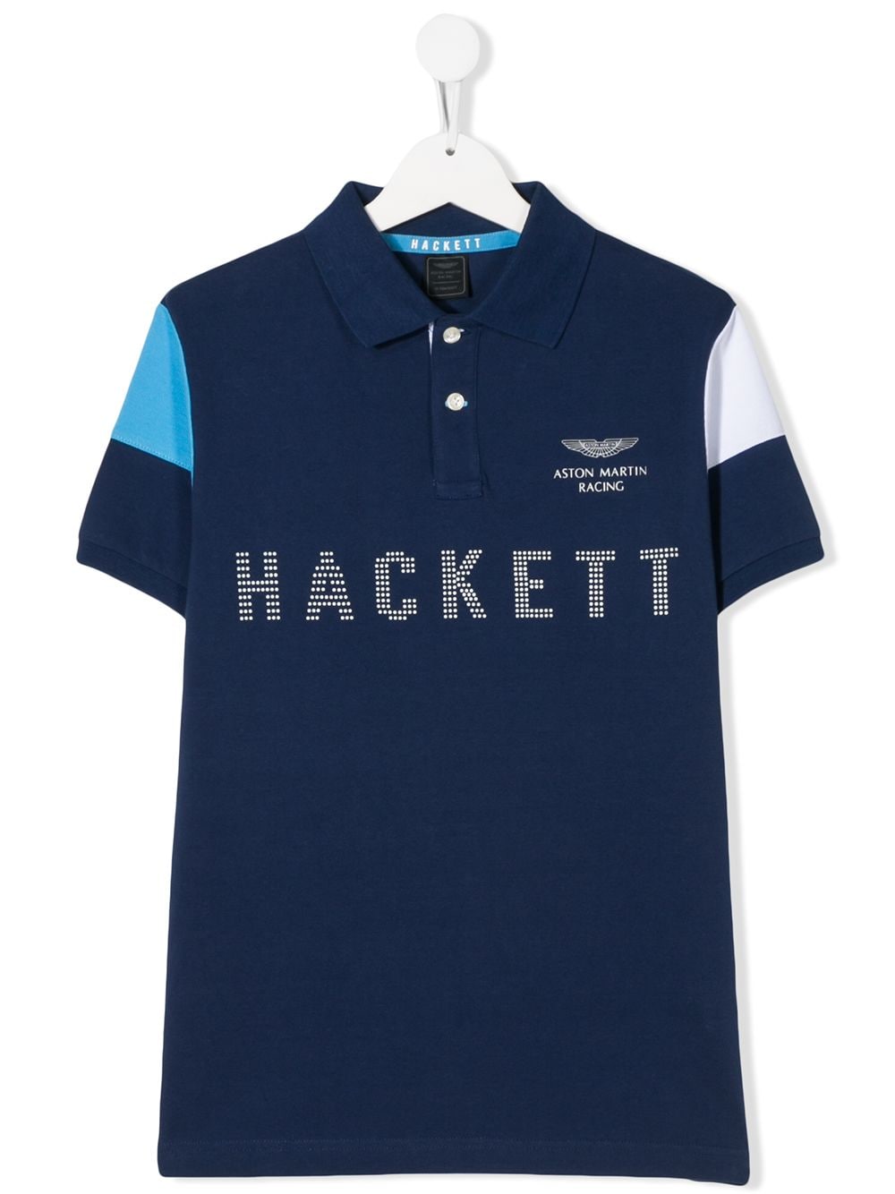 Hackett X Aston Martin Teen Logo Print Polo Shirt In Blue