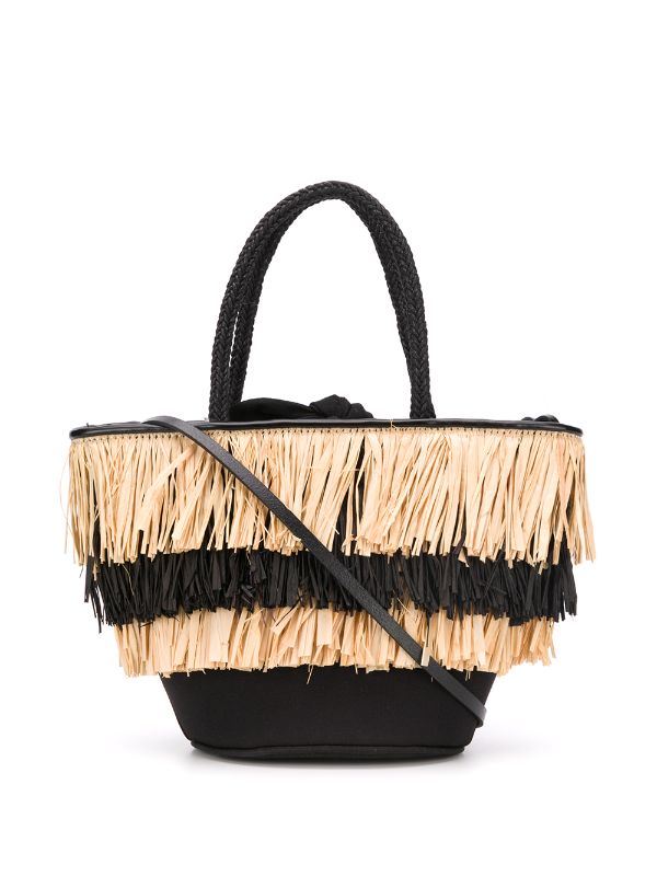 black straw tote