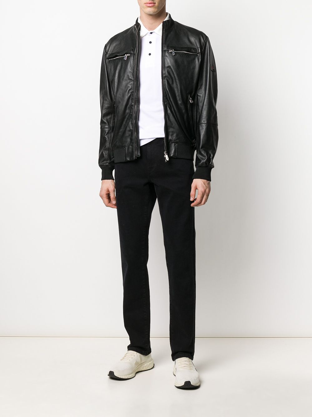 Shop Peuterey zip-up leather jacket with Express Delivery - FARFETCH