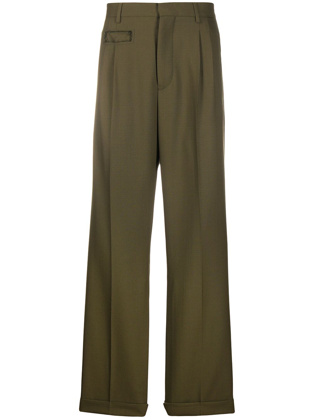 Shop Marni High-rise Wide-leg Trousers In Green