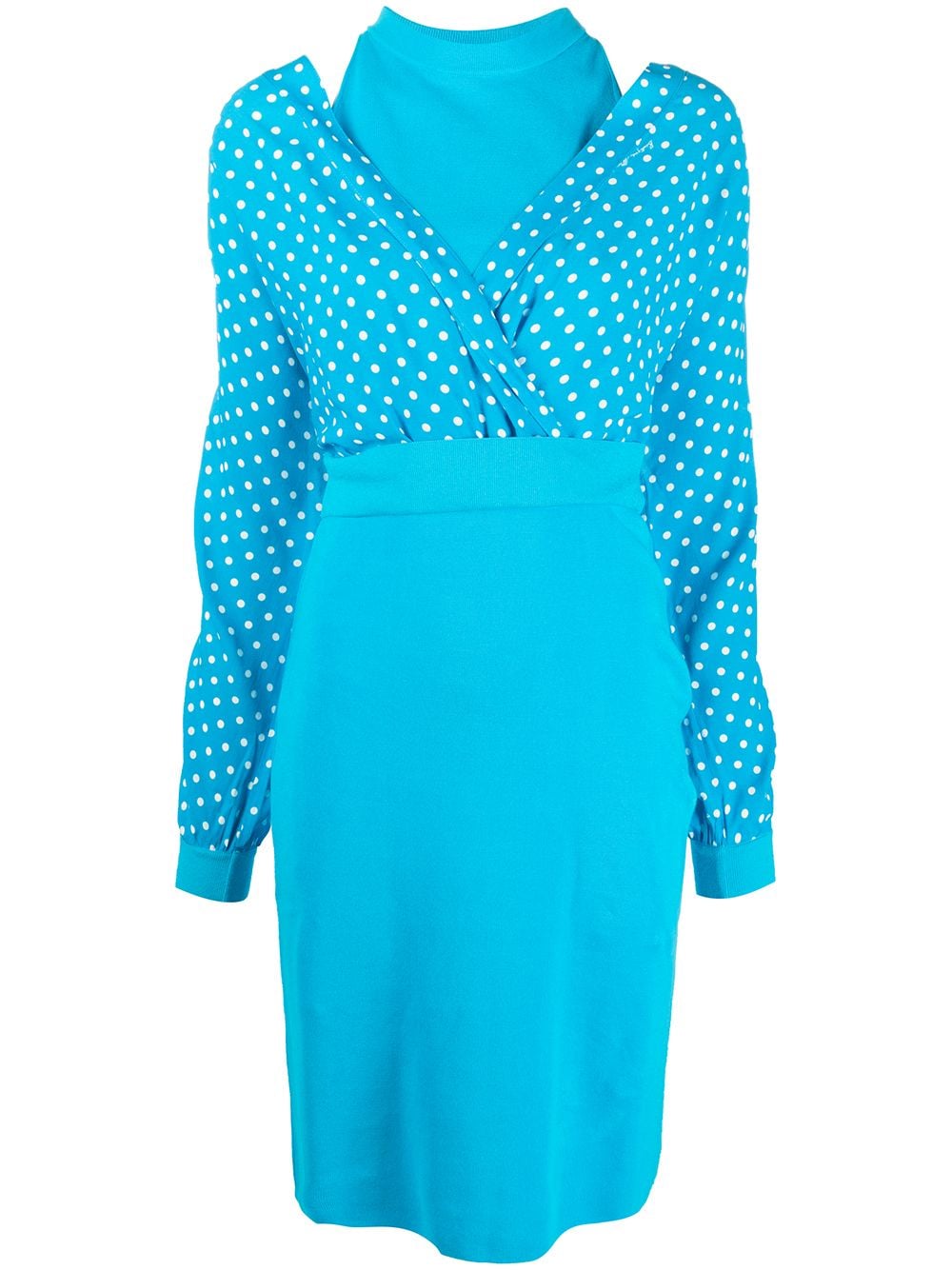 Boutique Moschino Polka-dot Top Midi Dress In Blue