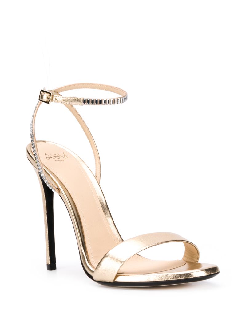 Shop Alevì Metallic 120mm Open Toe Sandals In Gold